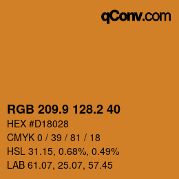 カラーコード: RGB 209.9 128.2 40 | qconv.com