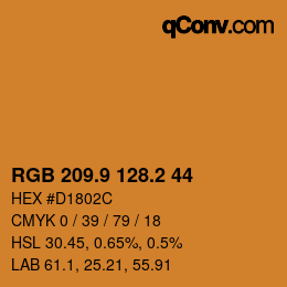 カラーコード: RGB 209.9 128.2 44 | qconv.com