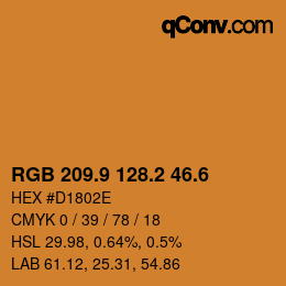 カラーコード: RGB 209.9 128.2 46.6 | qconv.com