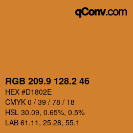 カラーコード: RGB 209.9 128.2 46 | qconv.com