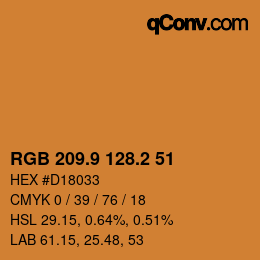 カラーコード: RGB 209.9 128.2 51 | qconv.com
