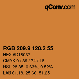 カラーコード: RGB 209.9 128.2 55 | qconv.com