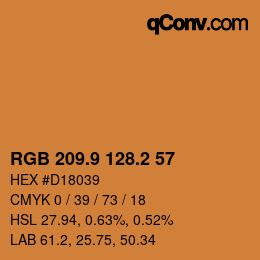 カラーコード: RGB 209.9 128.2 57 | qconv.com