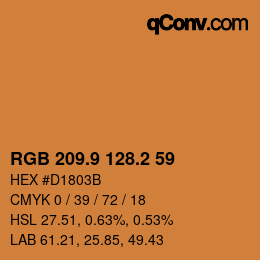カラーコード: RGB 209.9 128.2 59 | qconv.com
