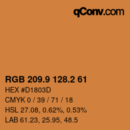 カラーコード: RGB 209.9 128.2 61 | qconv.com