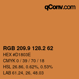 カラーコード: RGB 209.9 128.2 62 | qconv.com