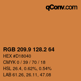 カラーコード: RGB 209.9 128.2 64 | qconv.com