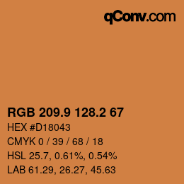 カラーコード: RGB 209.9 128.2 67 | qconv.com