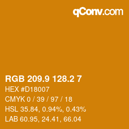 カラーコード: RGB 209.9 128.2 7 | qconv.com