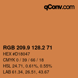カラーコード: RGB 209.9 128.2 71 | qconv.com