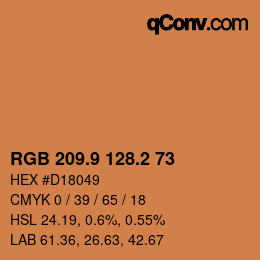 カラーコード: RGB 209.9 128.2 73 | qconv.com