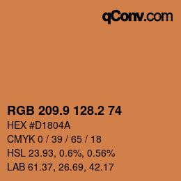 カラーコード: RGB 209.9 128.2 74 | qconv.com