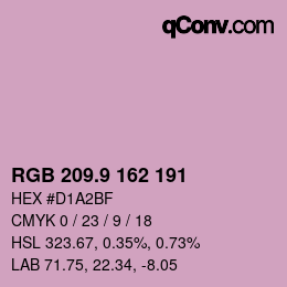 カラーコード: RGB 209.9 162 191 | qconv.com