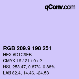 カラーコード: RGB 209.9 198 251 | qconv.com