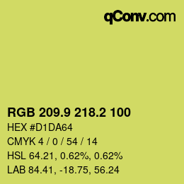 カラーコード: RGB 209.9 218.2 100 | qconv.com