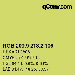 カラーコード: RGB 209.9 218.2 106 | qconv.com