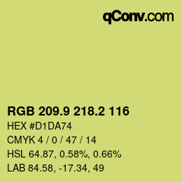 カラーコード: RGB 209.9 218.2 116 | qconv.com