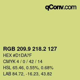 カラーコード: RGB 209.9 218.2 127 | qconv.com