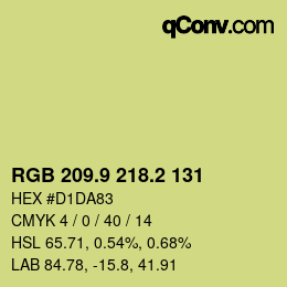 カラーコード: RGB 209.9 218.2 131 | qconv.com