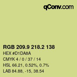 カラーコード: RGB 209.9 218.2 138 | qconv.com