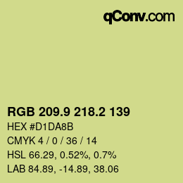 カラーコード: RGB 209.9 218.2 139 | qconv.com