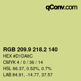 カラーコード: RGB 209.9 218.2 140 | qconv.com