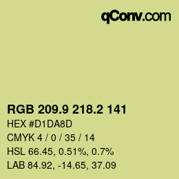 Color code: RGB 209.9 218.2 141 | qconv.com