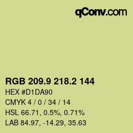 カラーコード: RGB 209.9 218.2 144 | qconv.com