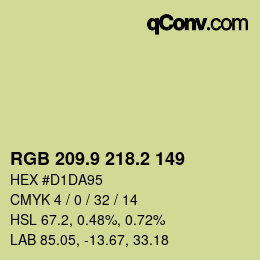 カラーコード: RGB 209.9 218.2 149 | qconv.com