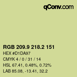 カラーコード: RGB 209.9 218.2 151 | qconv.com