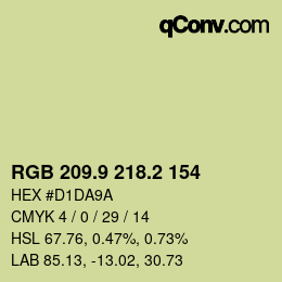 カラーコード: RGB 209.9 218.2 154 | qconv.com