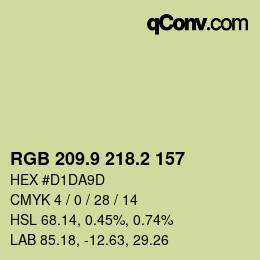 カラーコード: RGB 209.9 218.2 157 | qconv.com
