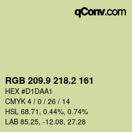 カラーコード: RGB 209.9 218.2 161 | qconv.com