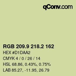 Código de color: RGB 209.9 218.2 162 | qconv.com