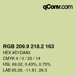 Color code: RGB 209.9 218.2 163 | qconv.com