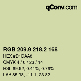 Color code: RGB 209.9 218.2 168 | qconv.com