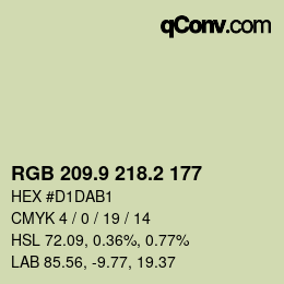 Farbcode: RGB 209.9 218.2 177 | qconv.com