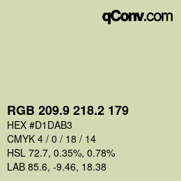 カラーコード: RGB 209.9 218.2 179 | qconv.com