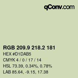 Color code: RGB 209.9 218.2 181 | qconv.com