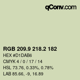 Color code: RGB 209.9 218.2 182 | qconv.com