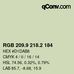 カラーコード: RGB 209.9 218.2 184 | qconv.com