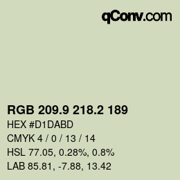 Color code: RGB 209.9 218.2 189 | qconv.com