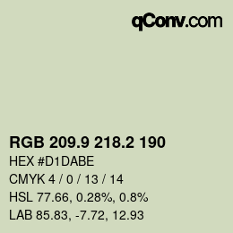 カラーコード: RGB 209.9 218.2 190 | qconv.com