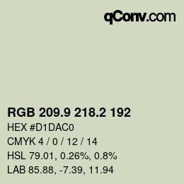 カラーコード: RGB 209.9 218.2 192 | qconv.com