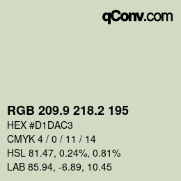 Color code: RGB 209.9 218.2 195 | qconv.com