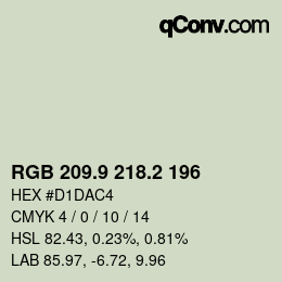 Color code: RGB 209.9 218.2 196 | qconv.com