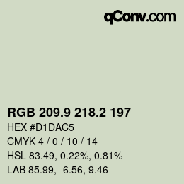 Color code: RGB 209.9 218.2 197 | qconv.com