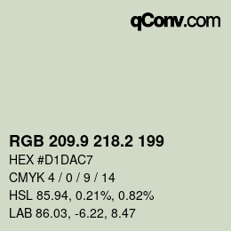Color code: RGB 209.9 218.2 199 | qconv.com