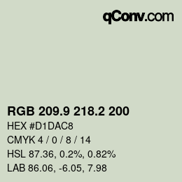 カラーコード: RGB 209.9 218.2 200 | qconv.com