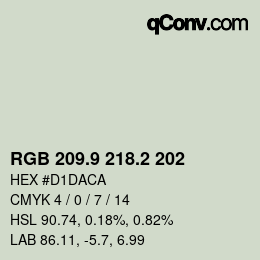 Color code: RGB 209.9 218.2 202 | qconv.com